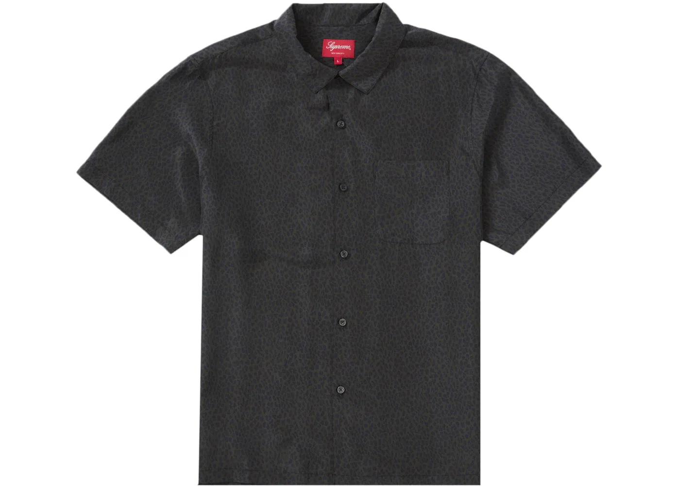 Мужская рубашка с принтом Supreme Leopard Silk S/S Shirt Supreme, Charcoal