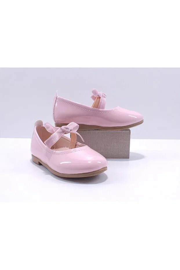 Детские балетки для девочек с бантом Rubber Bow Patent Leather Kidimo, Pink