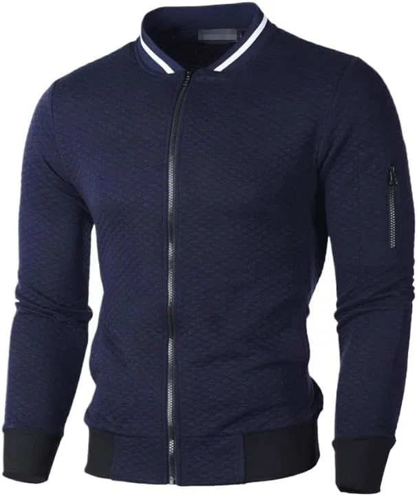 Мужская куртка-бомбер с молнией, Slim Fit, тёмно-синий