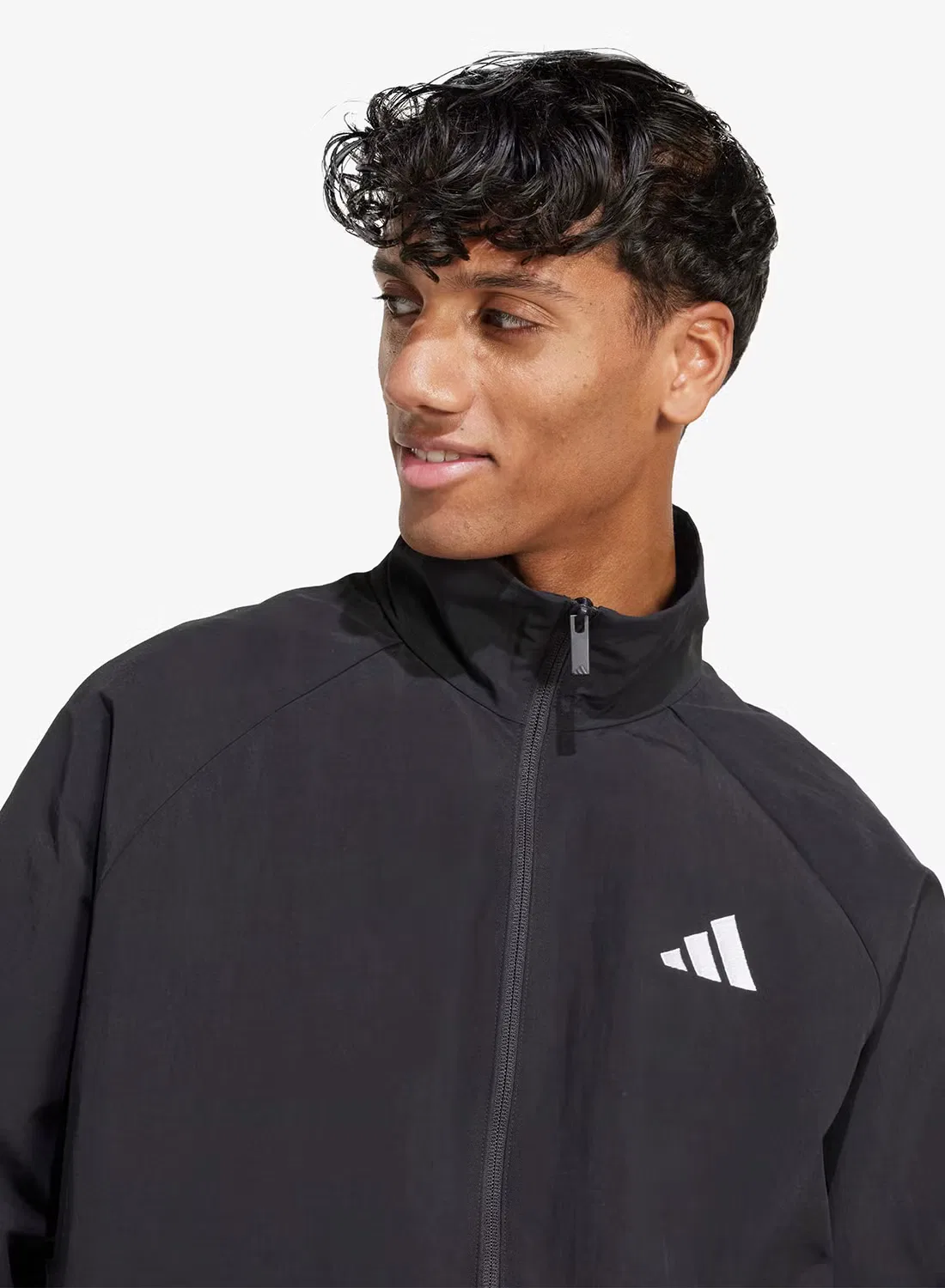 Ветровка легкая с маленьким логотипом Adidas, черный — фото 4