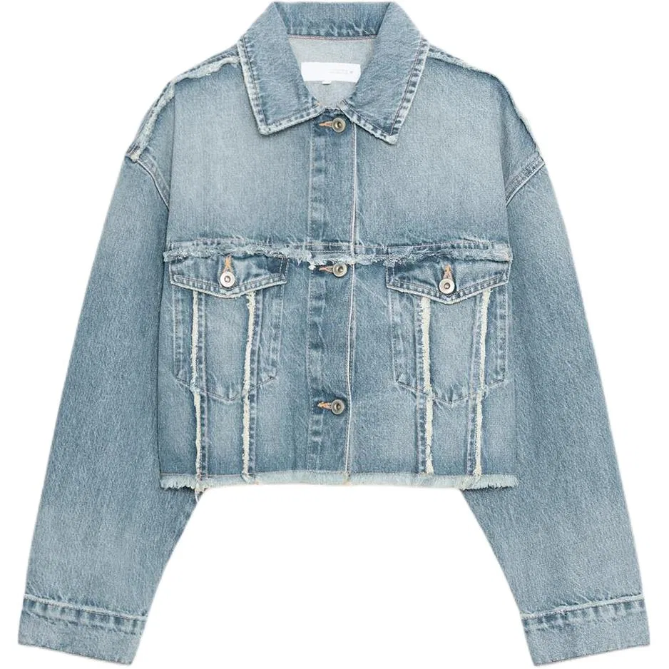 Женское джинсовое пальто с лацканами, прямой крой, ZARA, Blue