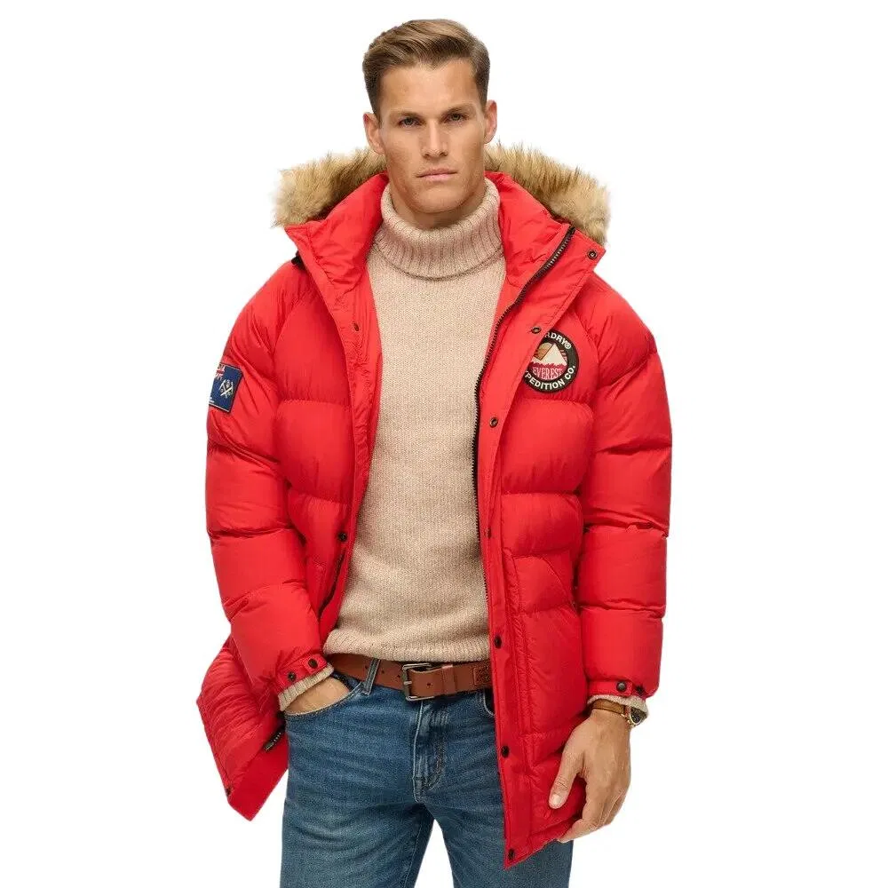 Женская длинная стеганая парка Everest Superdry, Rot — фото 3
