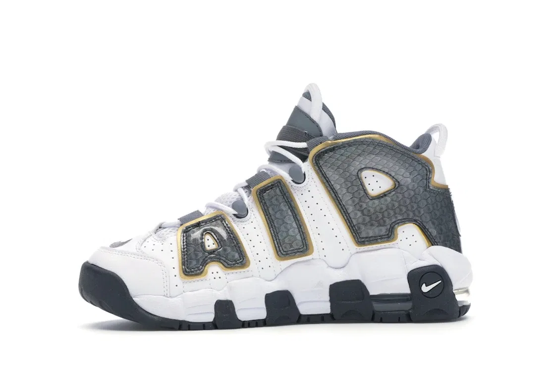 Детские кроссовки Lifestyle с принтом Nike Air More Uptempo Nike, White/Anthracite-Metallic Gold — фото 3