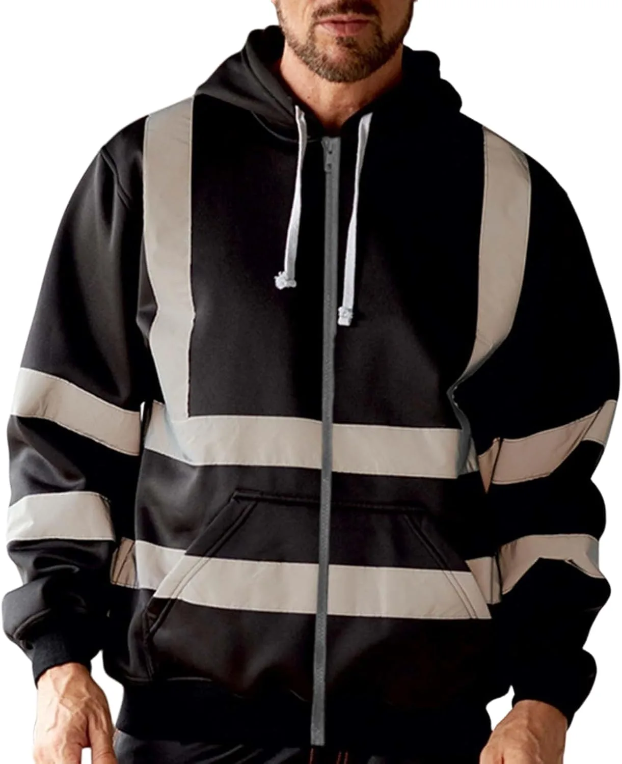 

Wankang Hi Vis худи для мужчин с отражающими элементами, флисовая толстовка на молнии