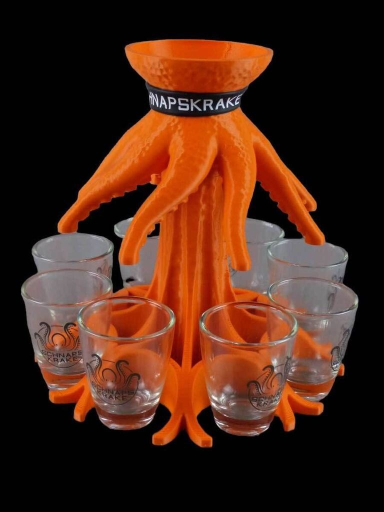 

Schnapskrake Orange Shot Дистрибьютор напитков Дистрибьютор напитков 8 стаканов 3 мл кляпа для вечеринок Schnapskrake, оранжевый