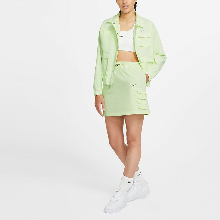 Юбка (WMNS) Nike Sportswear Swoosh Logo Woven Casual Sports Yellow Green — фото 3