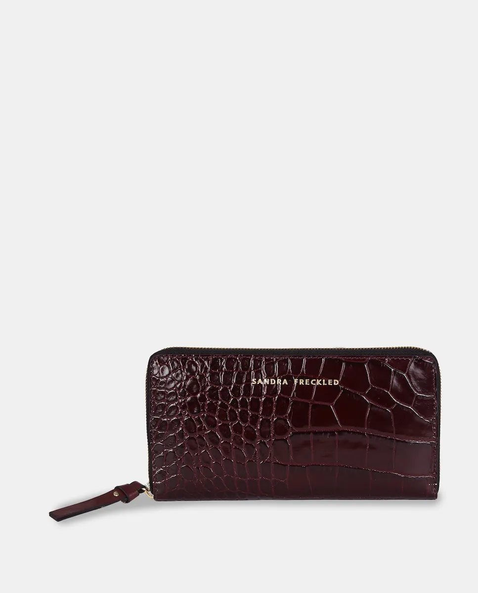 

Большой женский кошелек с застежкой-молнией из тисненой кожи Sandra Freckled, бордовый