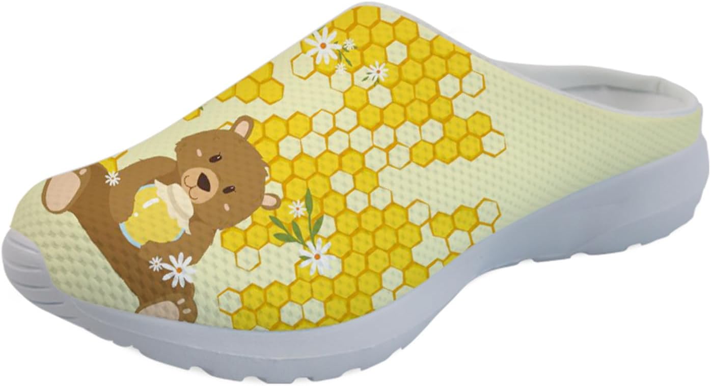 

GLENLCWE Blue Dolphin Butterfly Мужские садовые сабо, женские слоги с мягкой сеткой Mules Сандалии для ходьбы Легкая обувь для медсестры, Bee Bear