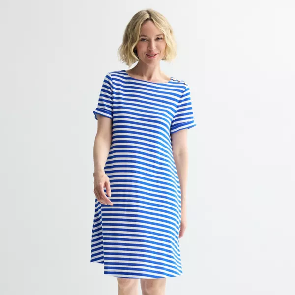

Женское платье-футболка с застежкой на плечо Croft & Barrow, цвет classic stripe