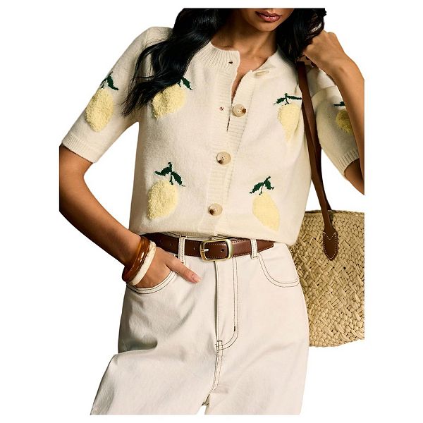 

Женский кардиган с коротким рукавом и вышивкой Yesfashion