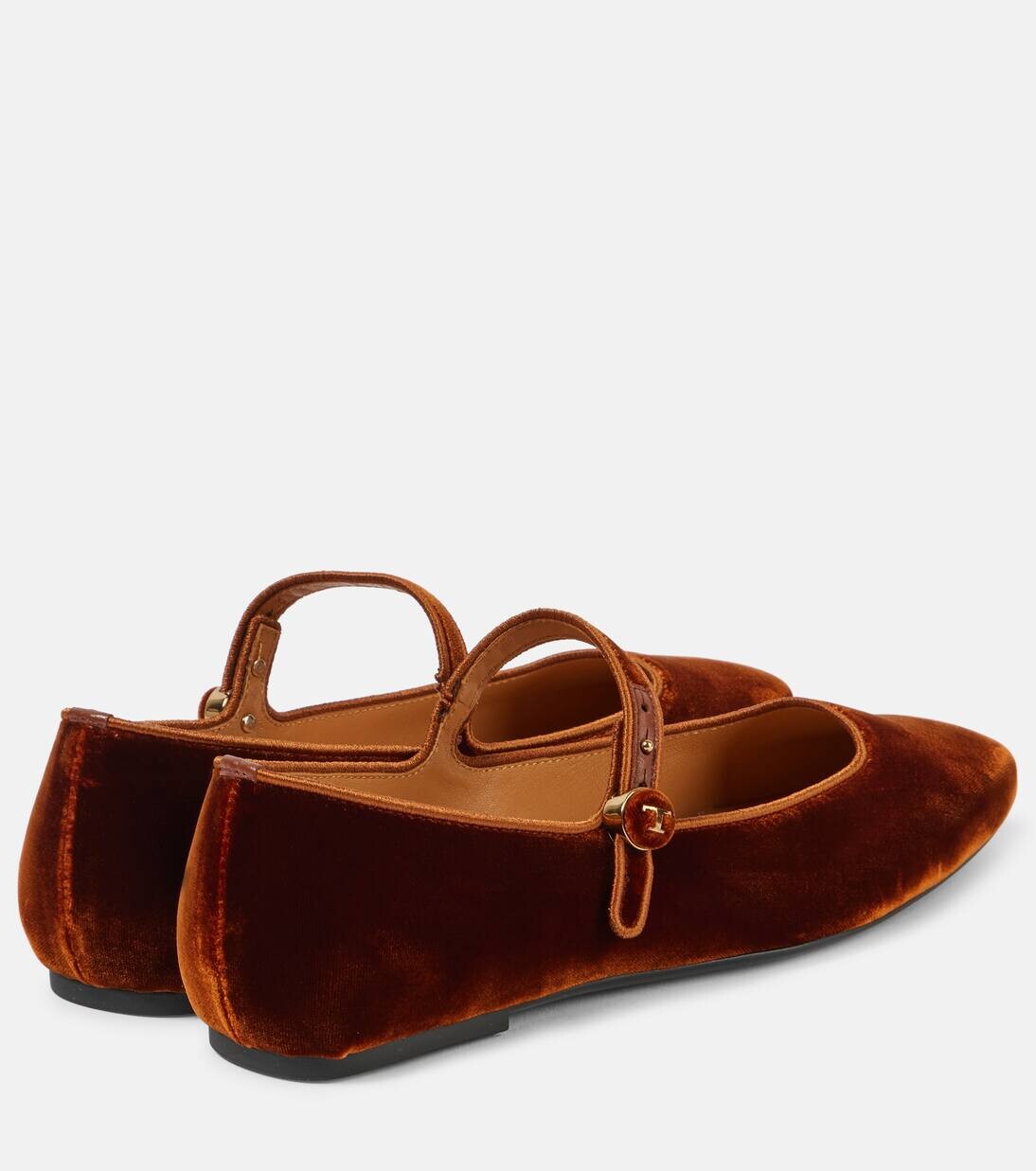Бархатные балетки Мэри Джейн Tod'S, цвет caramelo scuro cuoio scuro — фото 2