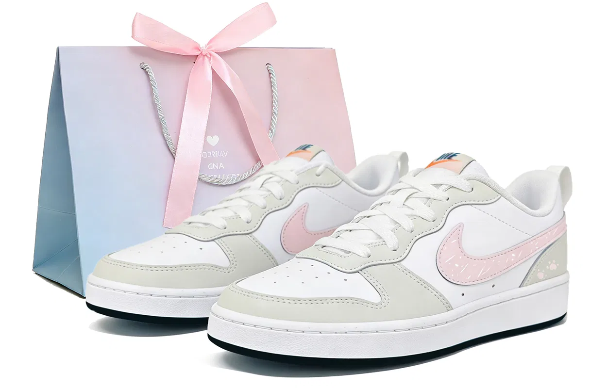 Кроссовки для скейтбординга детские Court Borough 2 Abrasion Resistant Slip Resistant Low top Pink White Unisex Nike, Pink White (Shopping Bag)