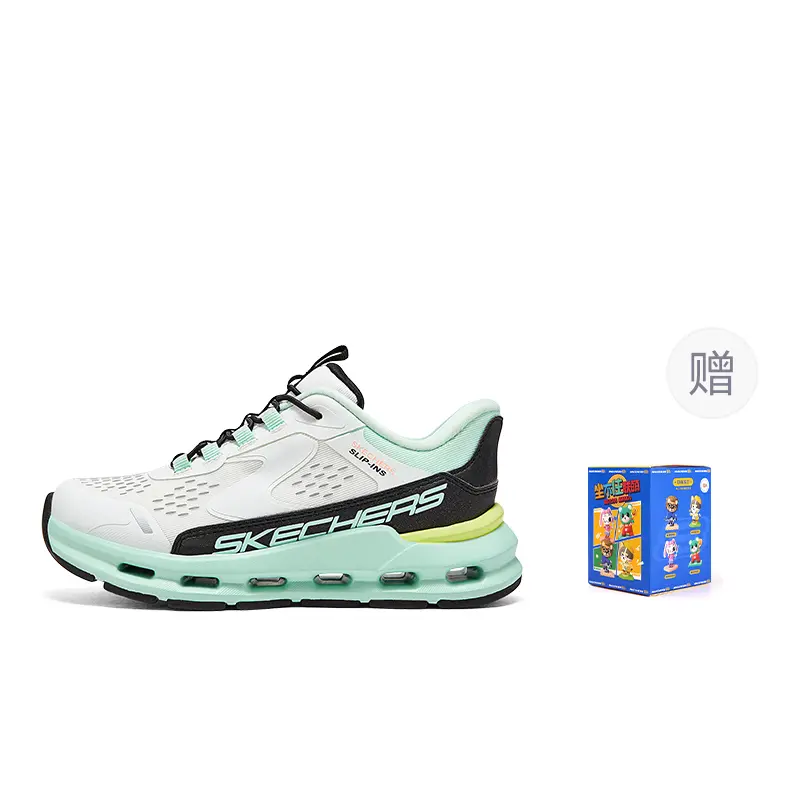 

Беговые кроссовки Kids Skechers Kids, белый/черный/синий зеленый+animal ornaments mystery box (free gift)