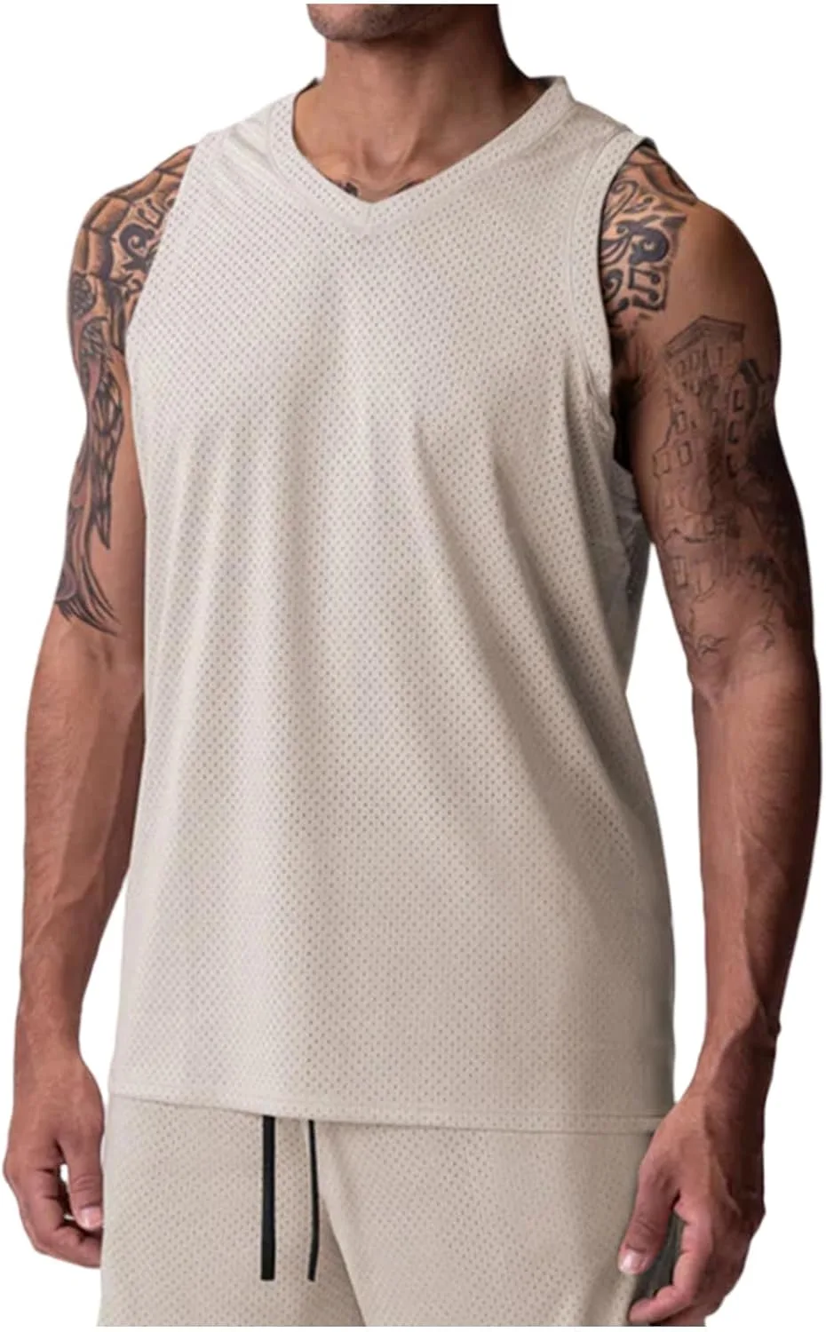 

Мужская майка с V-образным вырезом, летняя, без рукавов, свободная QUNPIU