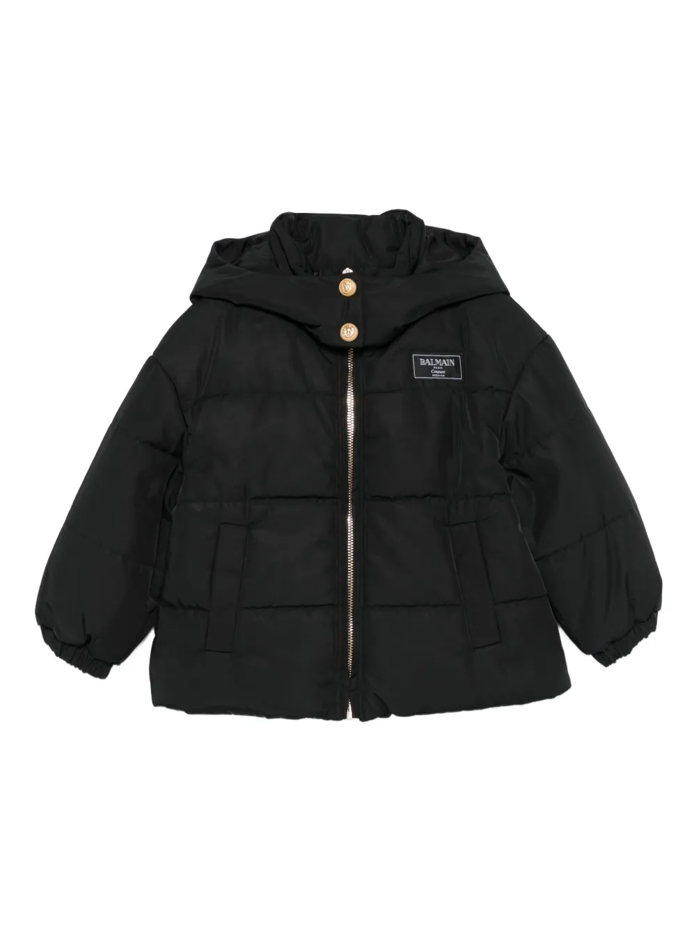 

Пуховик с капюшоном Balmain Kids, черный