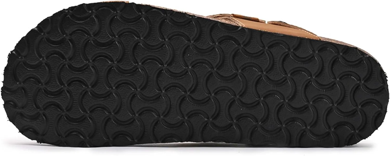 

Мужские кожаные сандалии для улицы с эффектом босоногости, пробковая подошва, противоскользящие, износостойкие, модные мужские сандалии с вырезами, дышащие шлепанцы Vtiao, коричневый