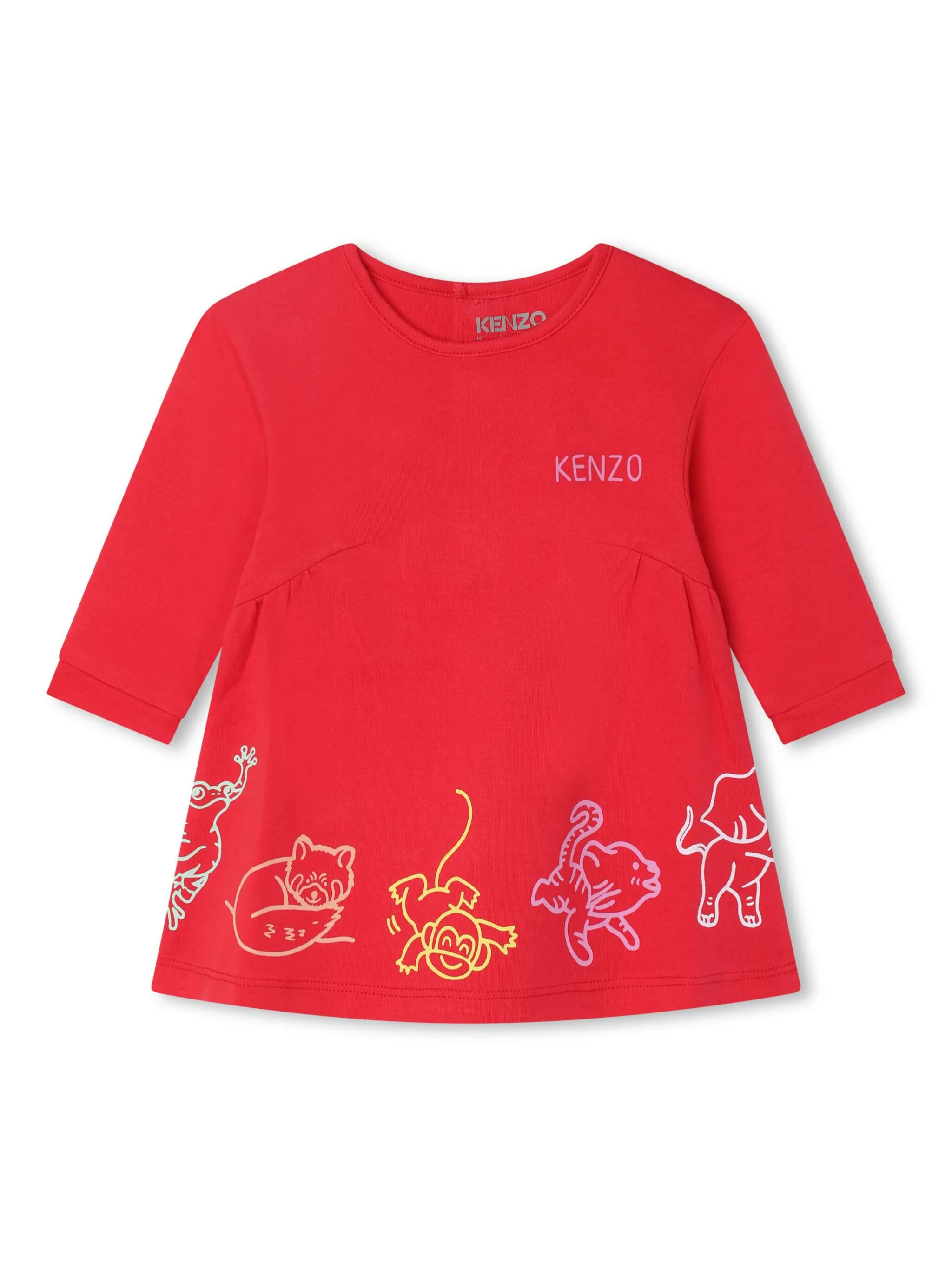 

Платье с графичным принтом и круглым вырезом Kenzo Kids, красный