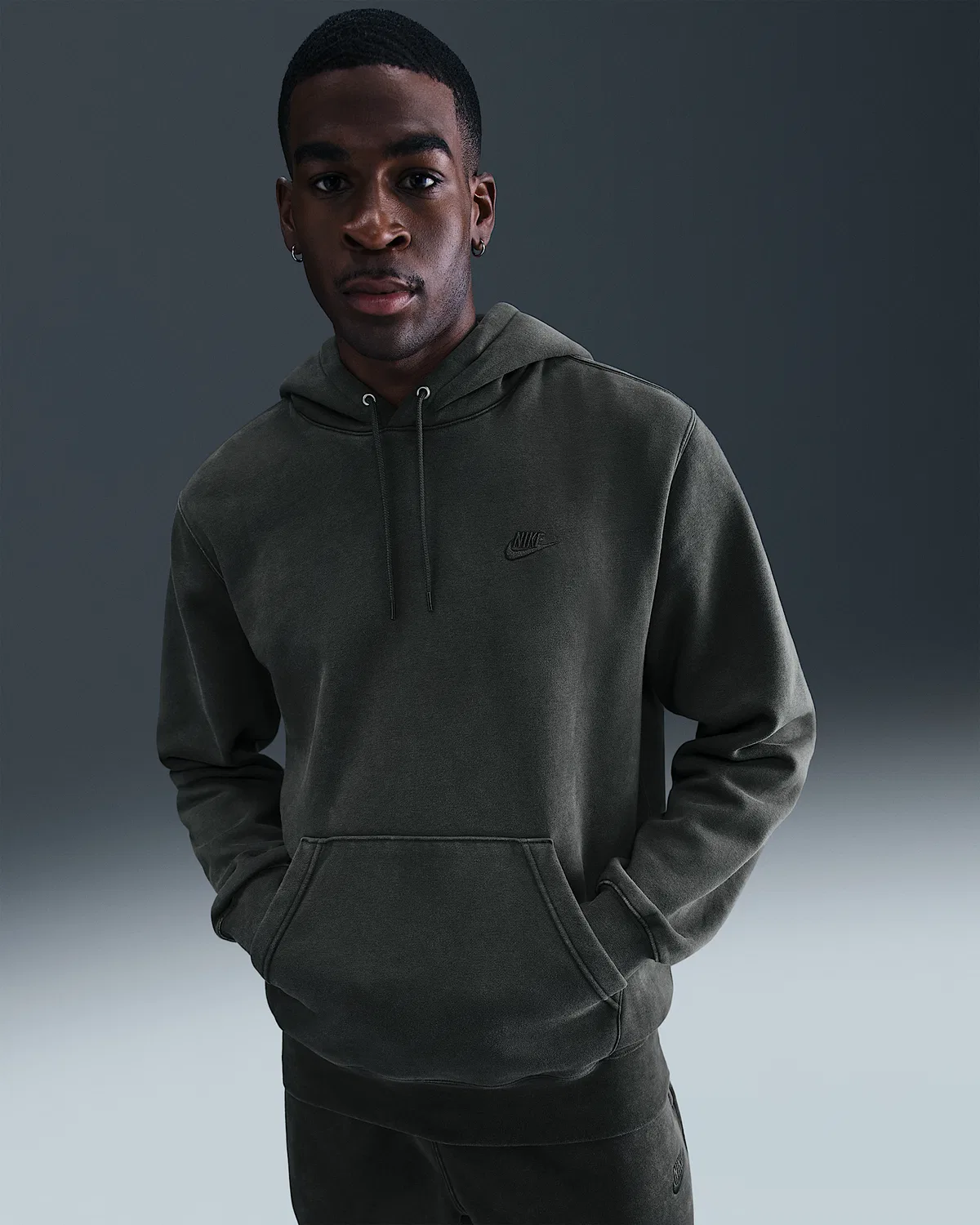 Мужская флисовая худи Nike Sportswear Club с эффектом состаривания, Anthracite/Anthracite