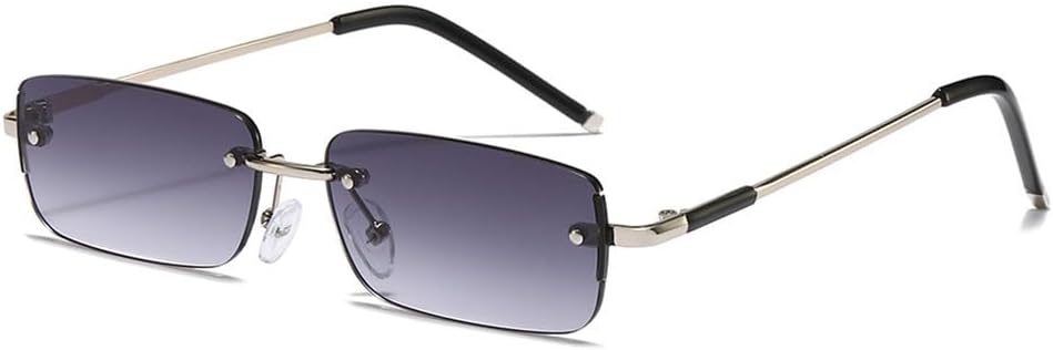 

Солнцезащитные очки UV400 с металлическими безободковыми линзами и прозрачным градиентом цвета «океан» — для женщин и мужчин, для бега и занятий спортом на открытом воздухе UYPTK, Silver Gray