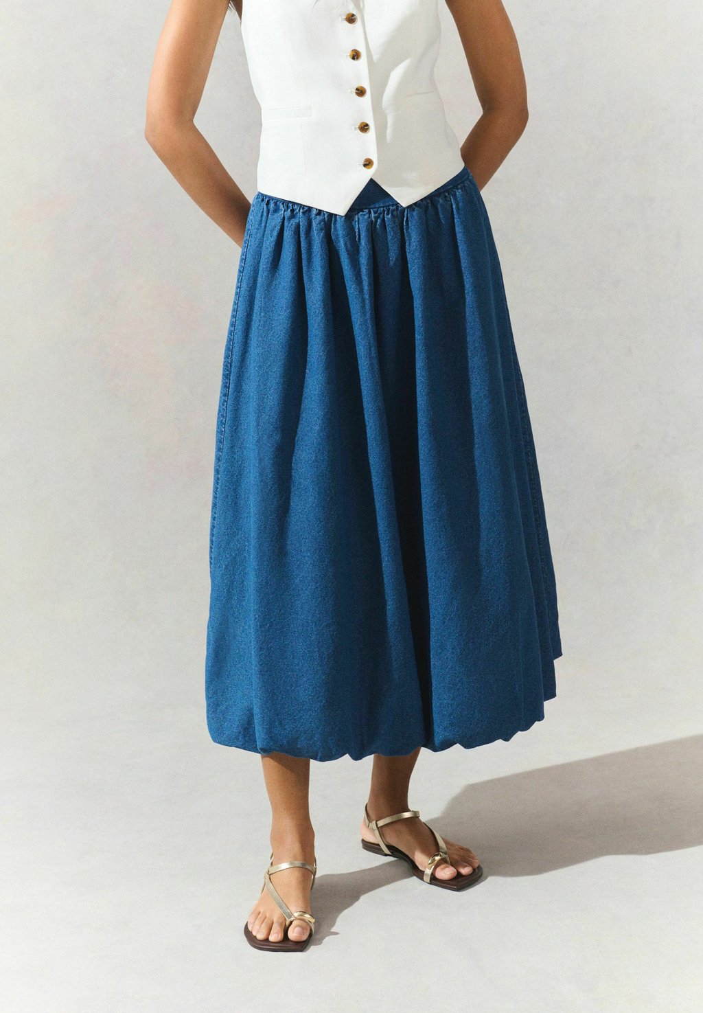 

Джинсовая юбка Pleated skirt Next, синий