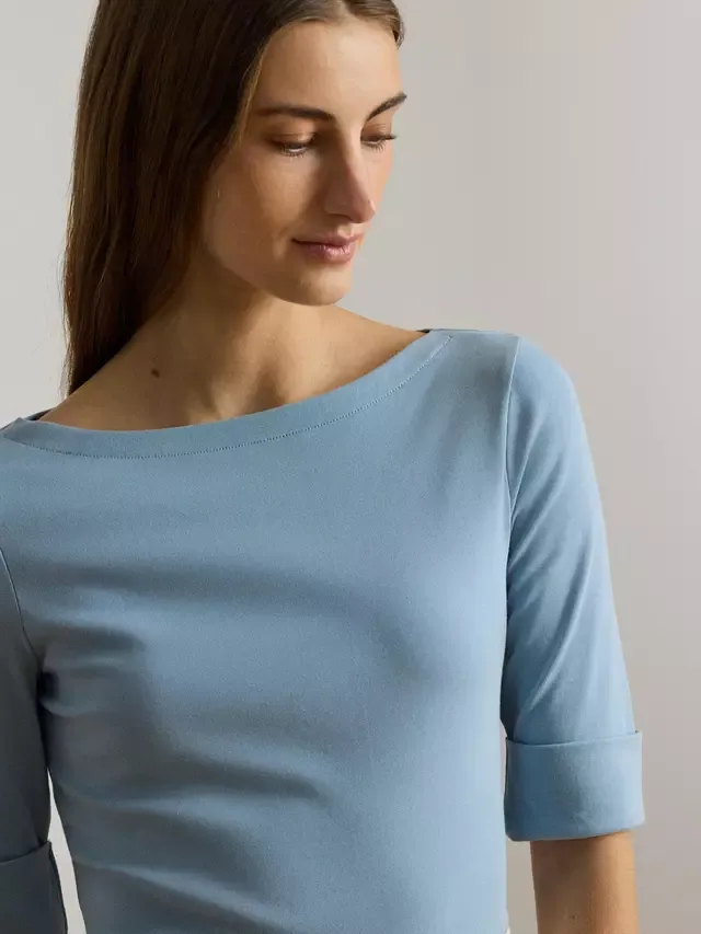 Футболка Judy из смесовой хлопковой ткани Ralph Lauren, Duck Egg Blue — фото 3