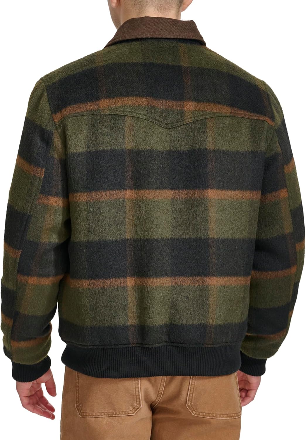 Мужская куртка-бомбер Levi's Men's Mixed Media Western Plaid, Green Plaid — фото 3