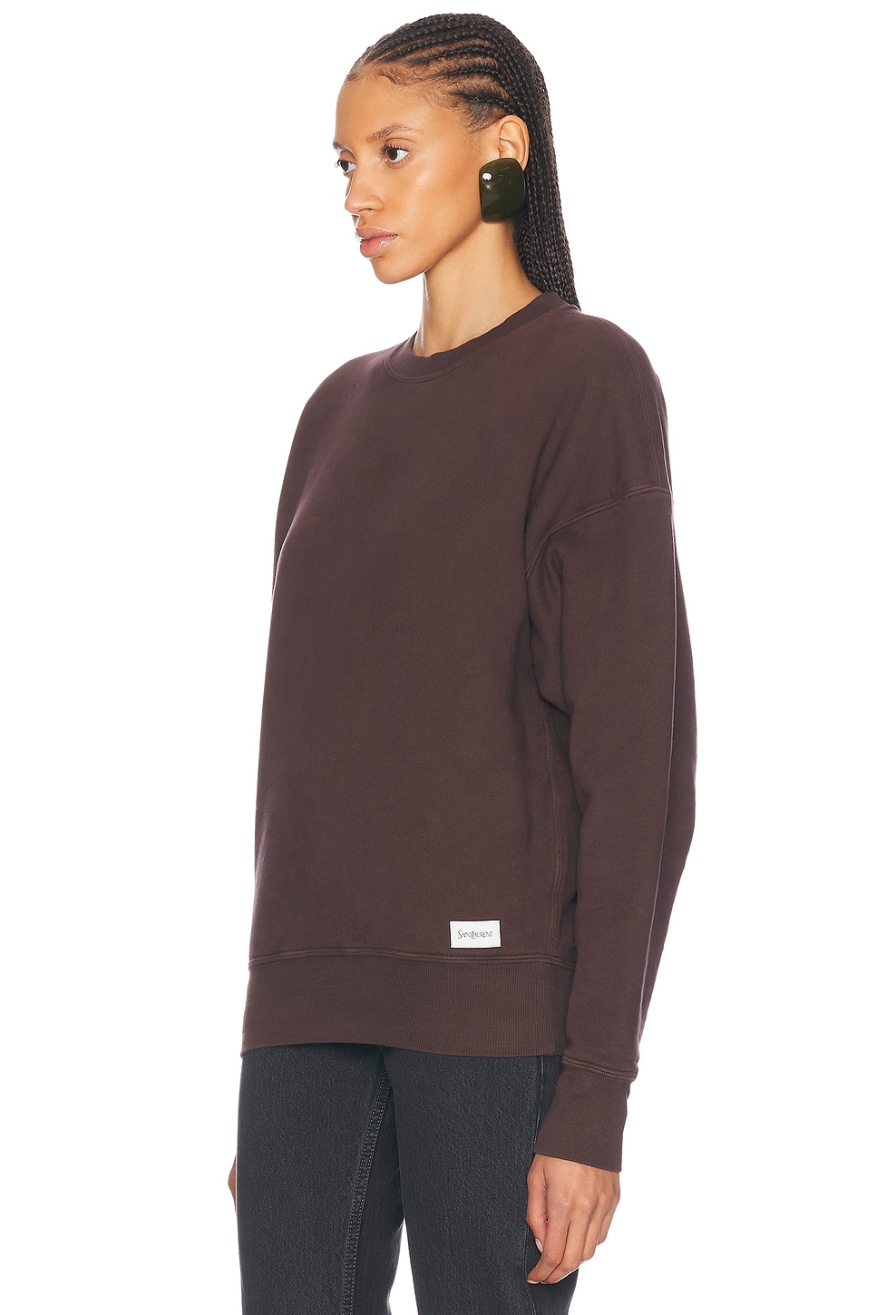 Толстовка с круглым вырезом Saint Laurent, цвет Taupe Glace — фото 2