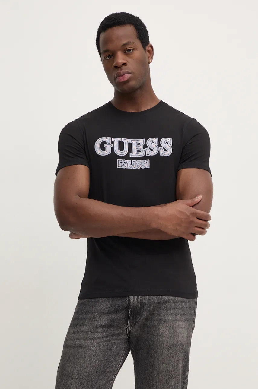 

Хлопковая футболка Guess, черный