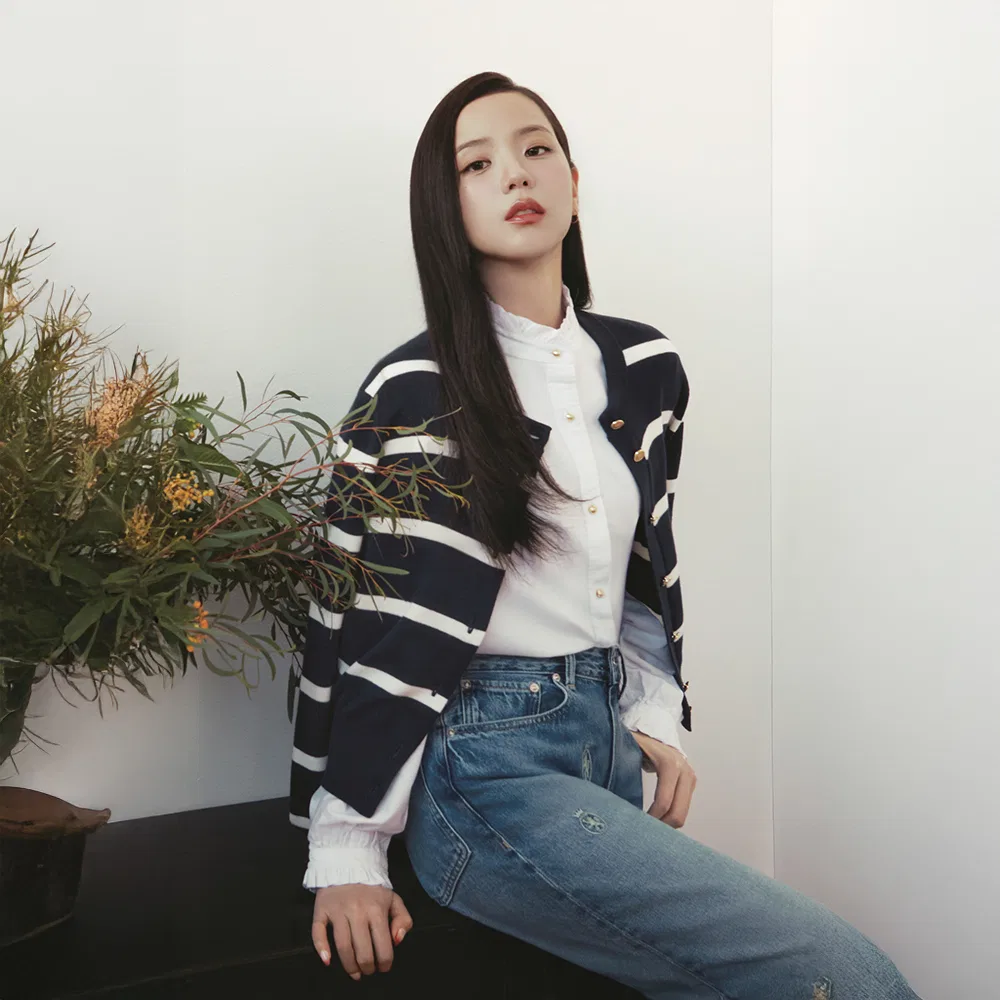 Женский полосатый кардиган с круглым вырезом тёмно-синий от Tommy Hilfiger Women