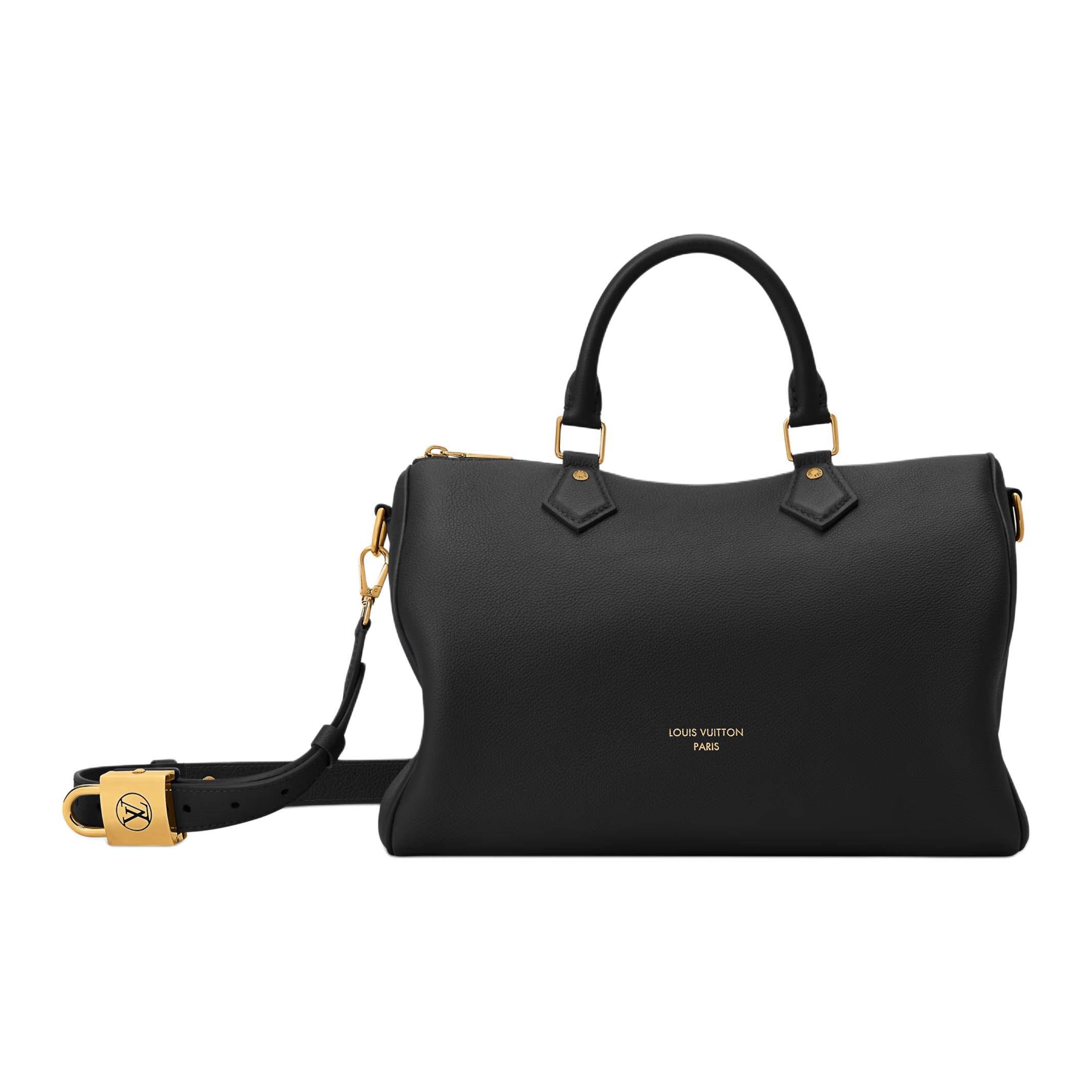 LOUIS VUITTON Сумка-баул Speedy Soft из зерненой телячьей кожи, унисекс, черная