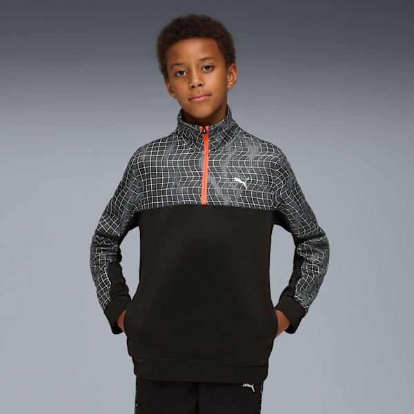 

Пуловер с застежкой-молнией на четверть длины для больших детей Train All Day Essentials Puma, черный