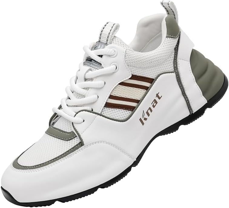 

Зимние новые мужские кожаные легкие роскошные кроссовки с сеткой и толстой подошвой, повседневные спортивные кроссовки с внутренней утолщающей стелькой Lhyxu, белый