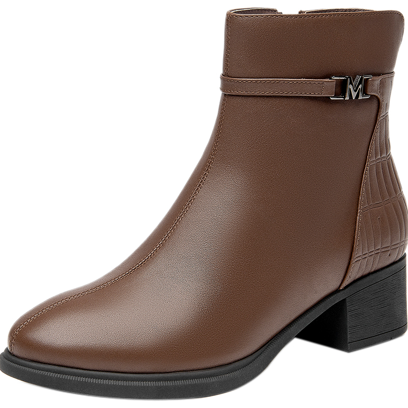 DG Женские черно-коричневые ботинки на щиколотку с меховой подкладкой, цвет Black (Fleece-Lined) — фото 3