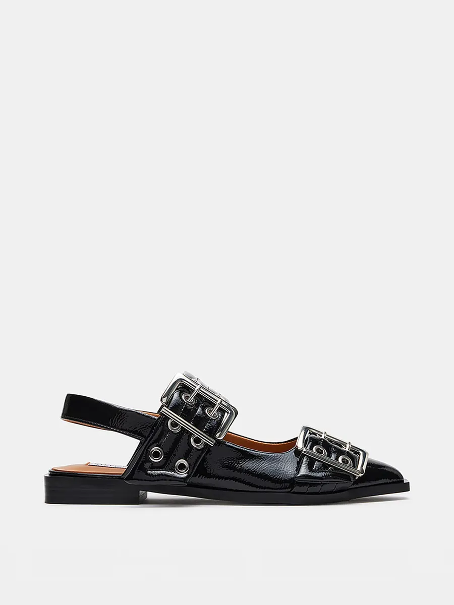 

Черные лакированные балетки Graya с пяткой на пятке Steve Madden, черный