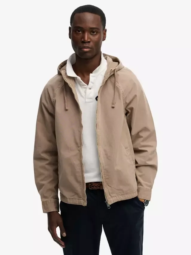 Куртка с капюшоном из выстиранного твила, цвет выстиранный камень Superdry