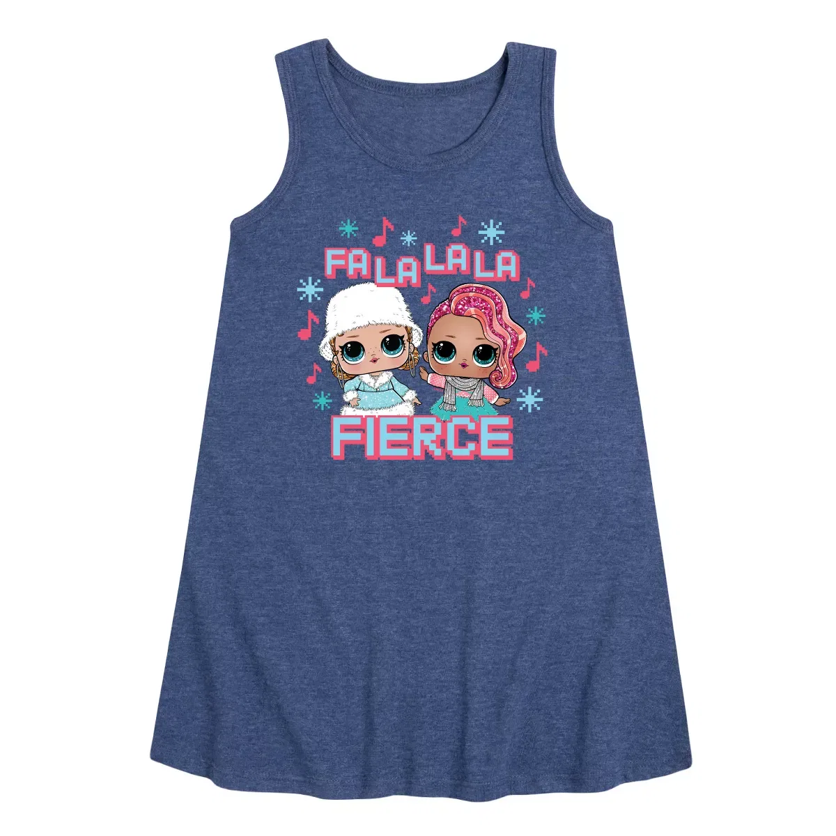 Детское платье-трапеция без рукавов Fa La La La Fierce L.O.L. Surprise!, Heather Navy