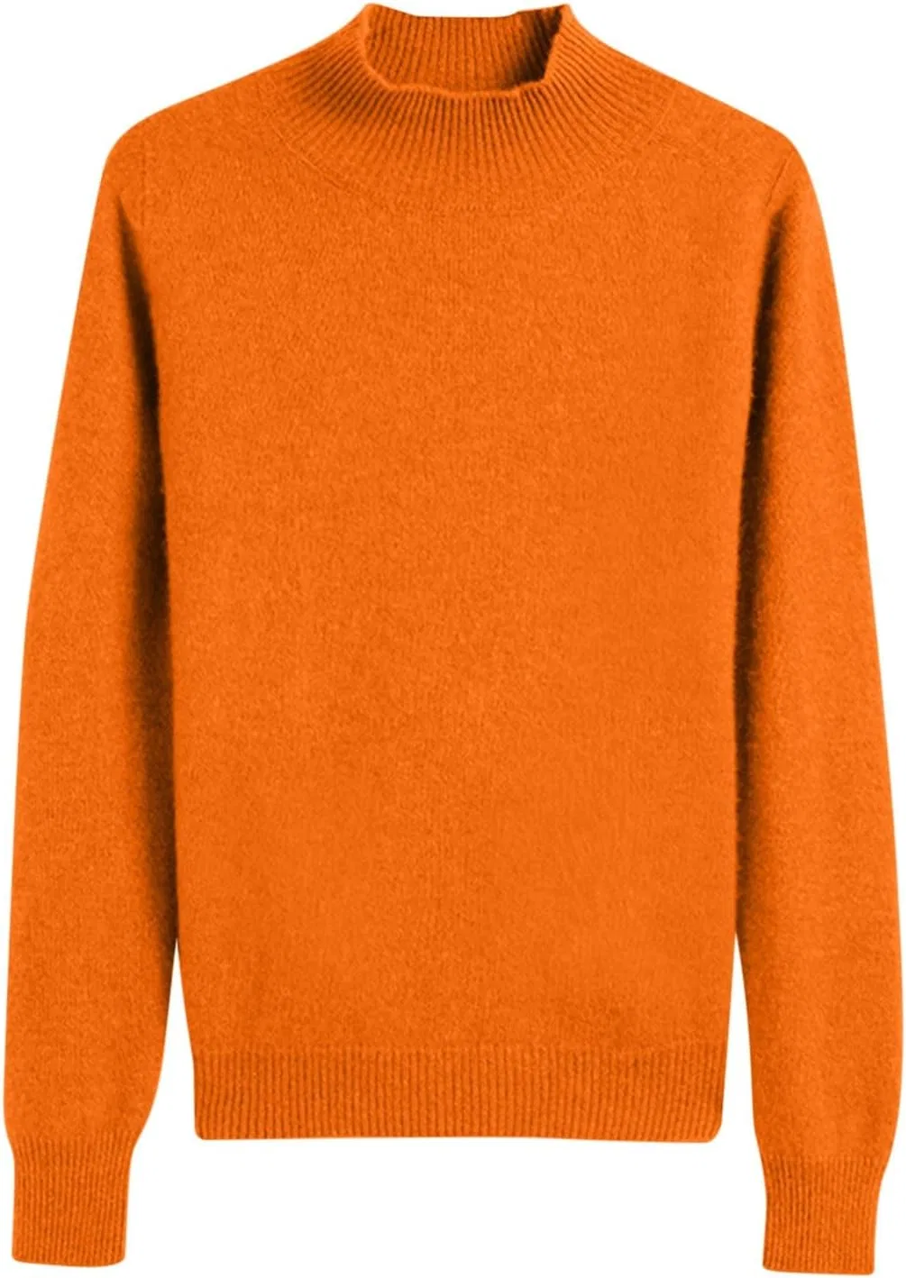 Женский свитер с высоким воротом, с длинным рукавом, Ribbed Knit Lightweight Pullover, оранжевый