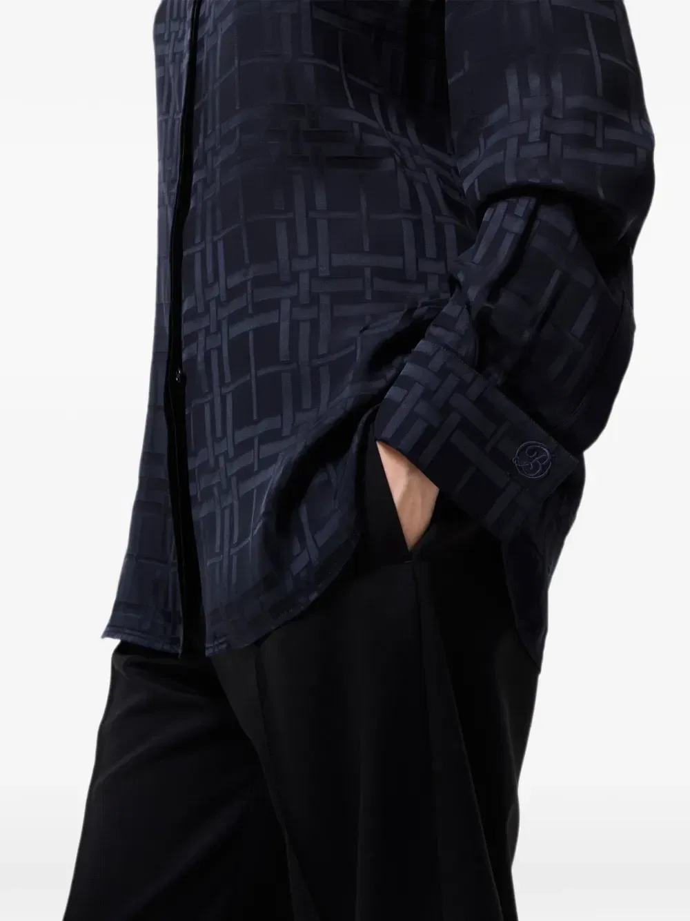 Рубашка с узором BURBERRY, синий — фото 3