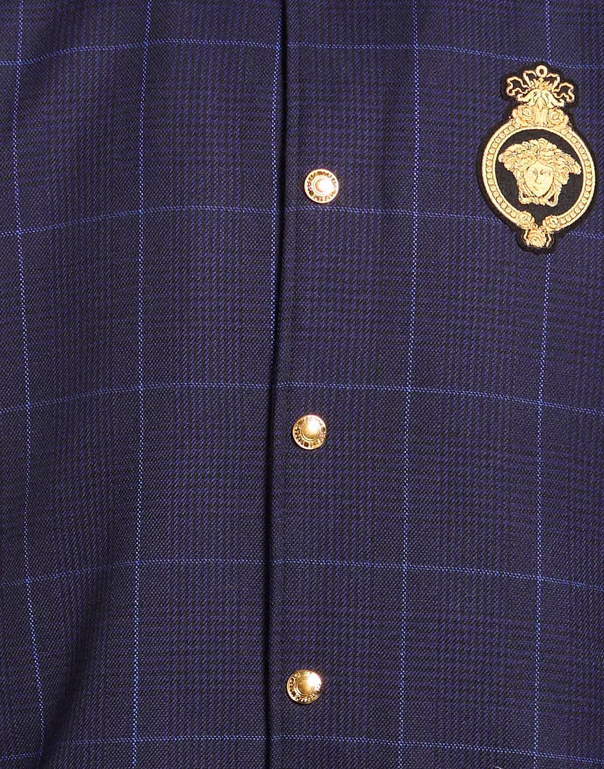 Мужская бомбер из шерсти и кожи Versace, темно-синий — фото 4