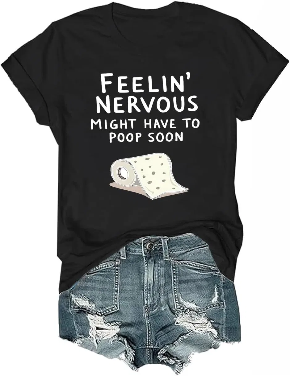 Футболка с принтом Feeling Nervous Might Have to Poop Soon, Black