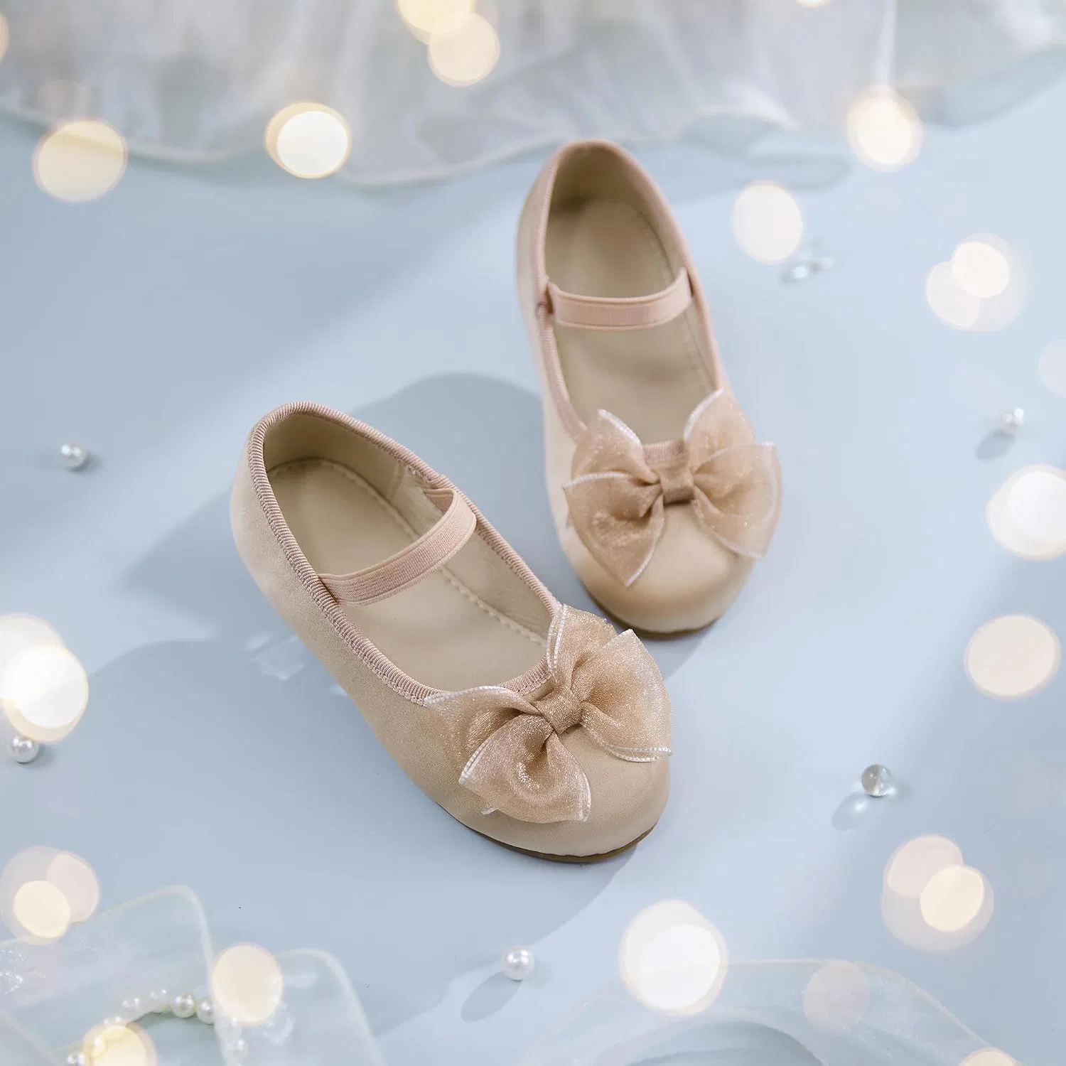 Детские туфли Мэри Джейн для девочек с бантом ESTINE, Champagne — фото 3