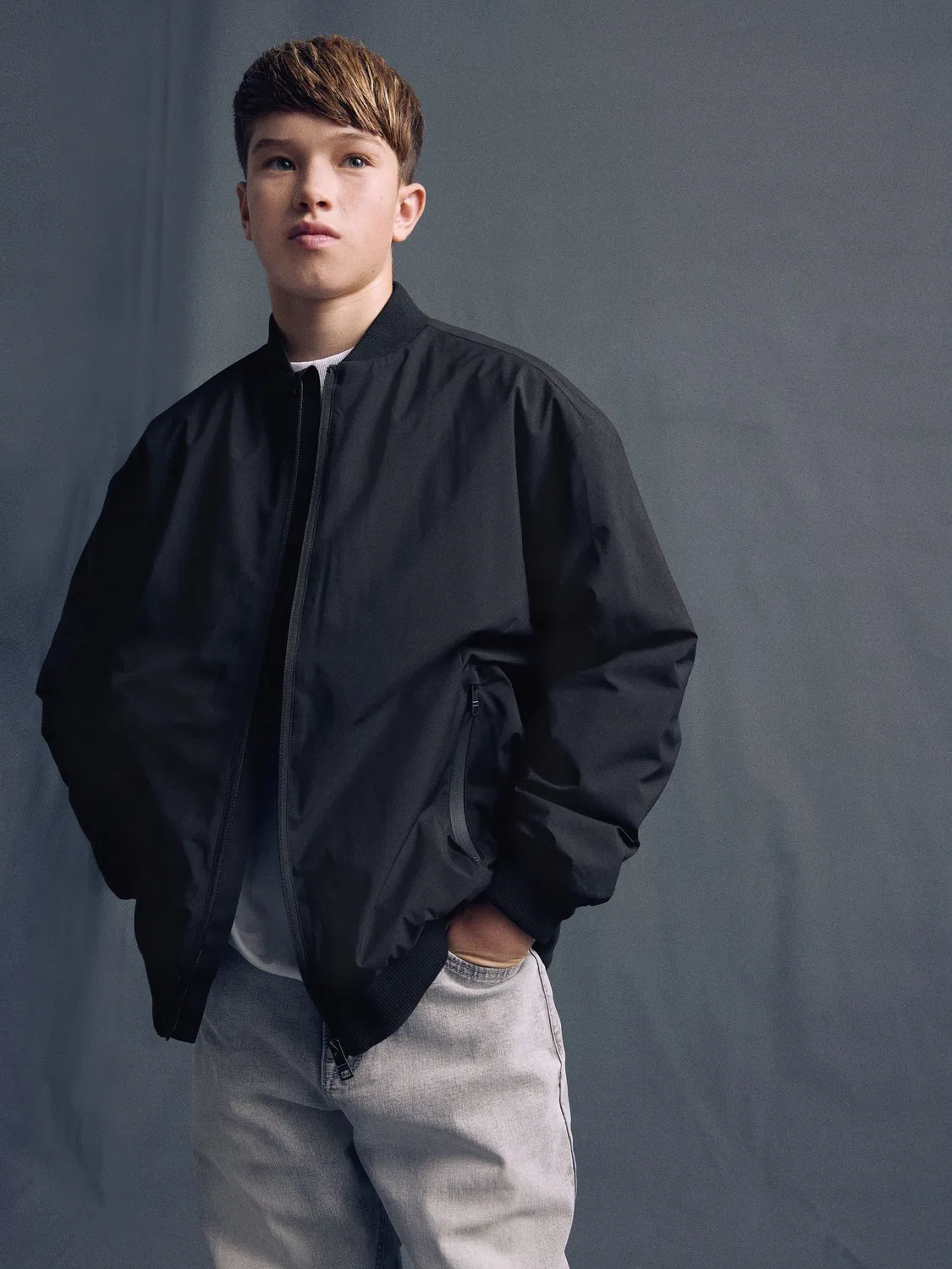 Бомбер, водонепроницаемый, Black Bomber Jacket Next, черный