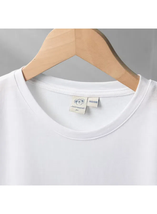 Футболка с принтом для мальчиков хлопковая Jeanswest, белый — фото 4