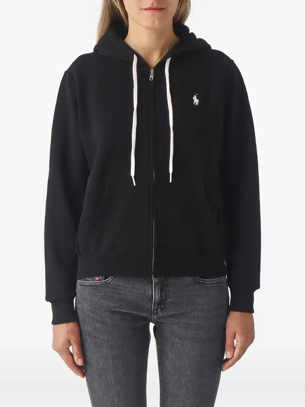 Флисовая худи на молнии POLO RALPH LAUREN, черный