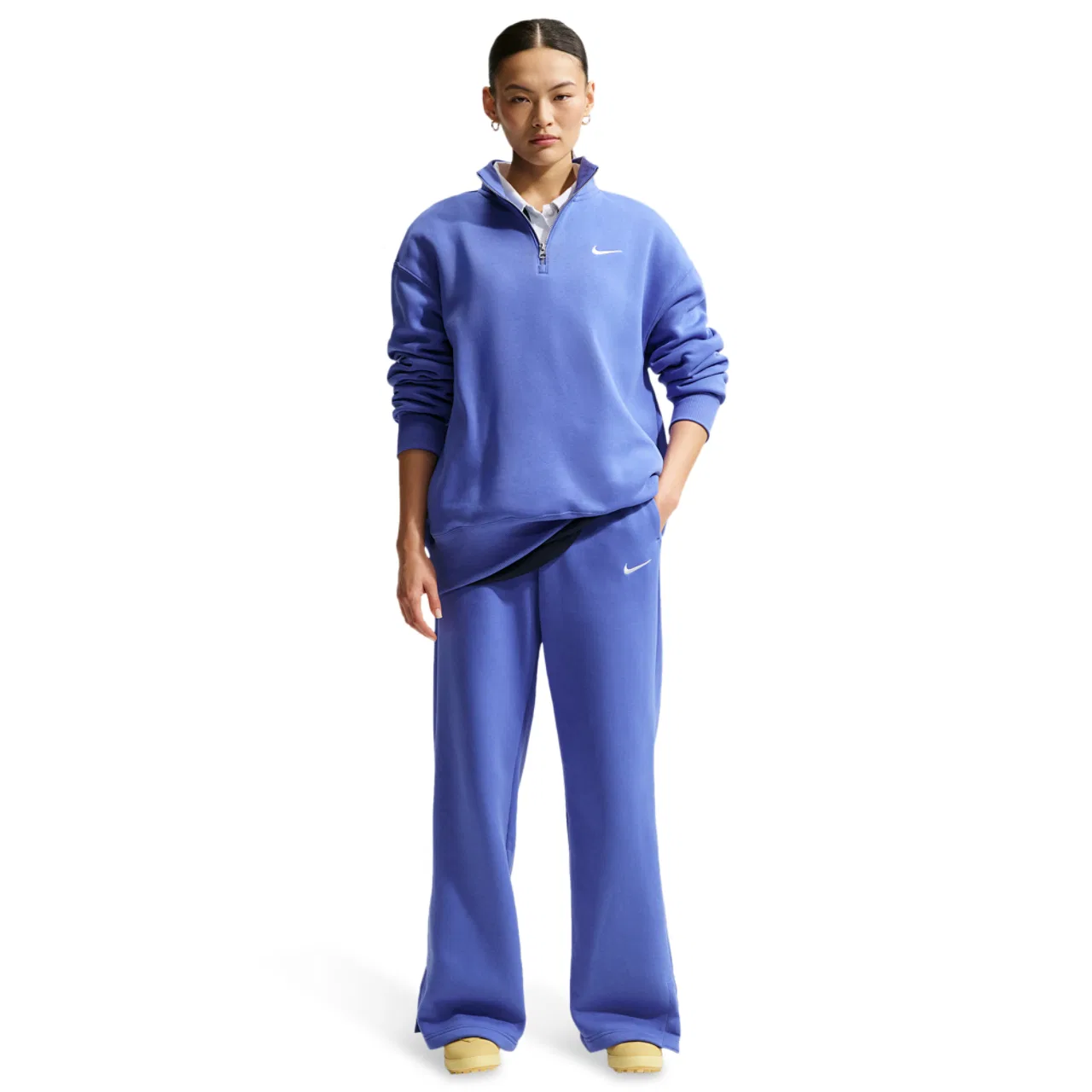 Женские брюки Phoenix Fleece High Rise Wide Nike, цвет Sail/Lt Medium Blue — фото 3