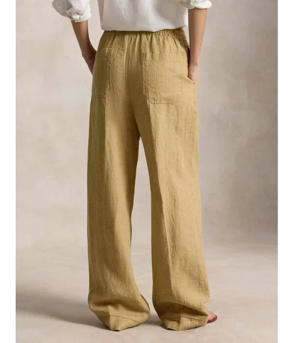 Женские брюки-палаццо из льна Loose Fit Polo Ralph Lauren, бежевый — фото 3