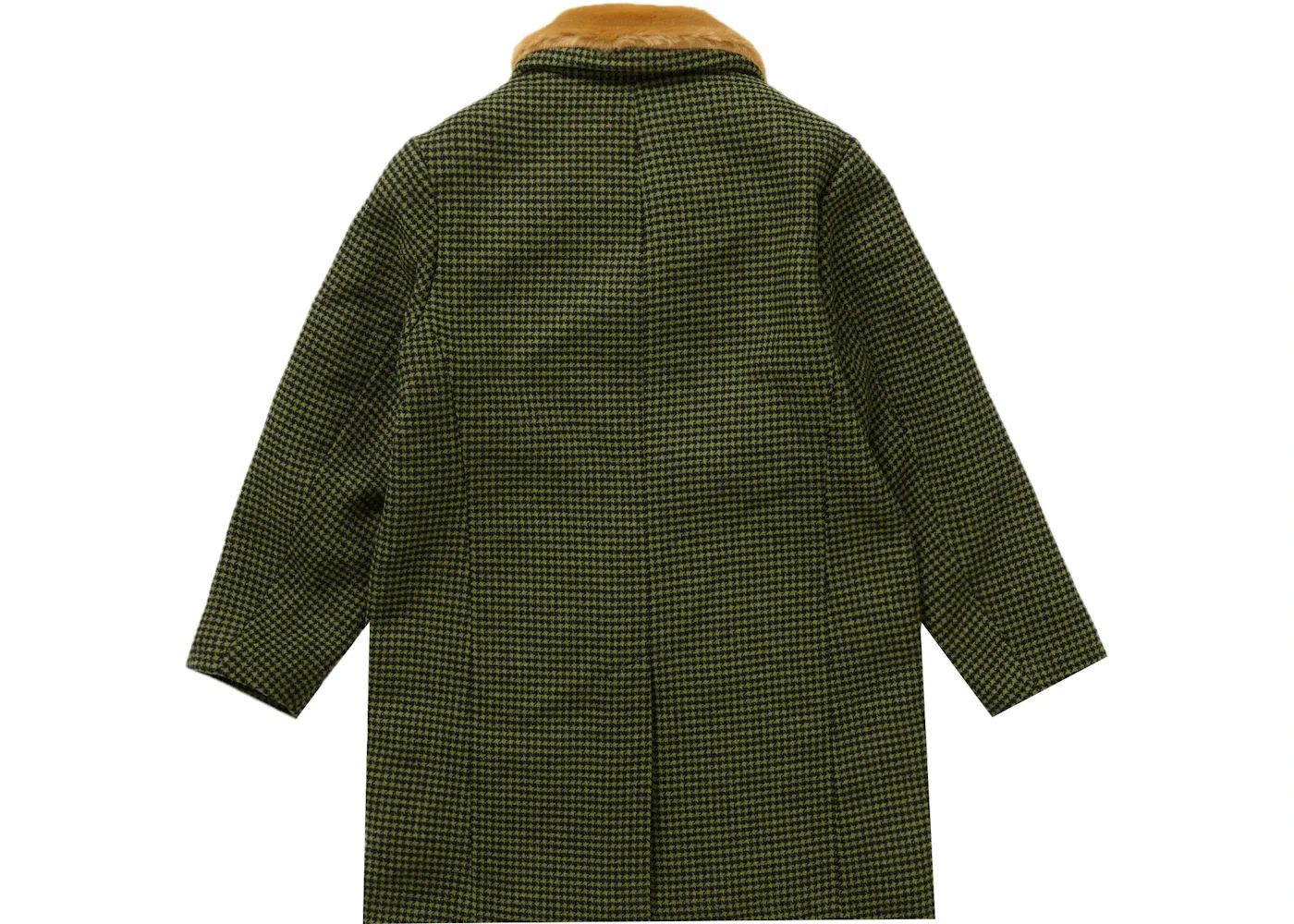 Мужское пальто с меховым воротником Supreme Fur Collar Car Coat, цвет Green Houndstooth — фото 3