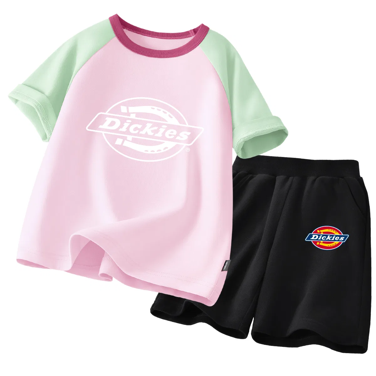 Детский спортивный комплект с принтом S Logo Dickies, Green Pink/Black