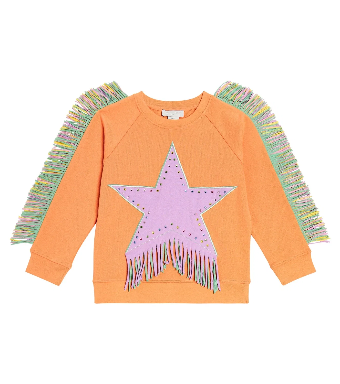 Свитшот хлопковый с бахромой Stella Mccartney Kids, розовый