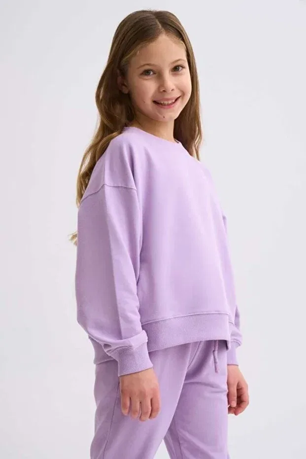 Детские свитшот для девочек органический с длинным рукавом Therecolor, Lilac — фото 2